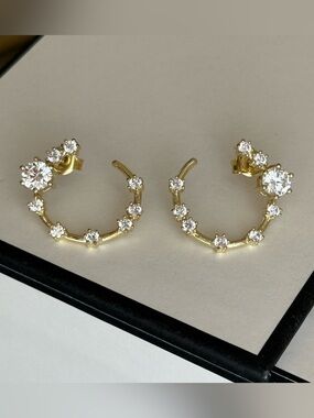 Gold Crystal Hoop Earrings - Elegant Sparkle